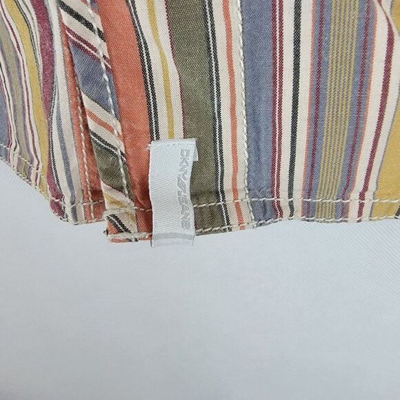 DKNY Jeans Mens Size Large Multicolor Striped Floral Design Long Sleeve Shirt - Picture 2 of 5
